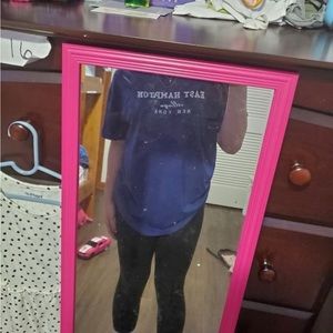 Drop Shoulder Letter Embroidery Top